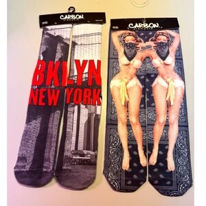 Carbon Elements Brooklyn New York Socks Streetwear Urban Graphic Crew OSFM NWT